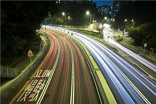现代,城市,高速公路,交通,夜晚
