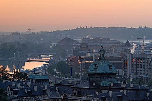 早,早晨,风景,上方,布拉格,捷克共和国,欧洲
