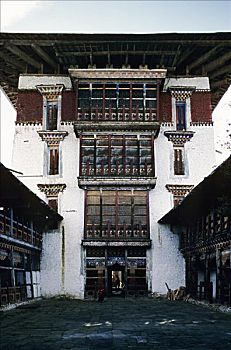 不丹,布姆唐,宗派寺院,寺院,正面,入口