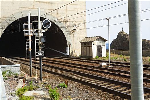 轨道,通过,隧道,意大利,里维埃拉,里奥马焦雷,拉斯佩齐亚,热那亚,利古里亚
