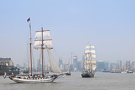 帆船,局部,伦敦,高桅横帆船,节日