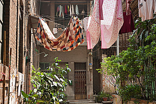 洗衣服,升起,小路,广州,中国