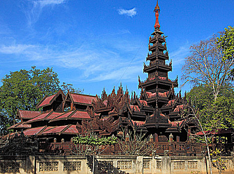 缅甸,木质,寺院
