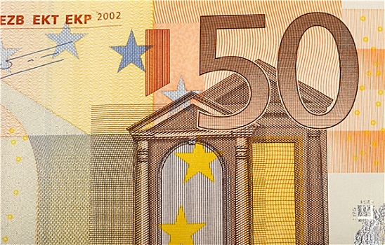 特写,欧元,50,钱,货币