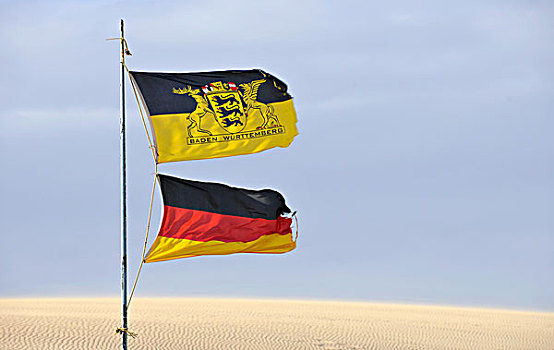 旗帜,德国,巴登符腾堡,吹,沙子