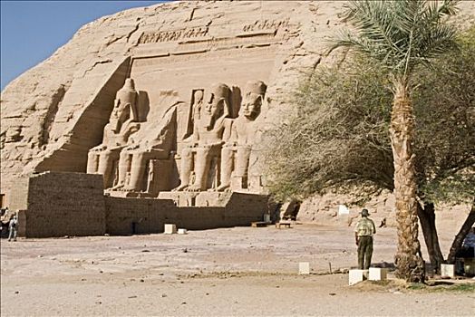 巨大,雕塑,寺庙,拉美西斯二世,阿布辛贝尔神庙,埃及