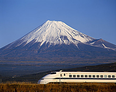 子弹头列车,富士山,新干线,背景,日本