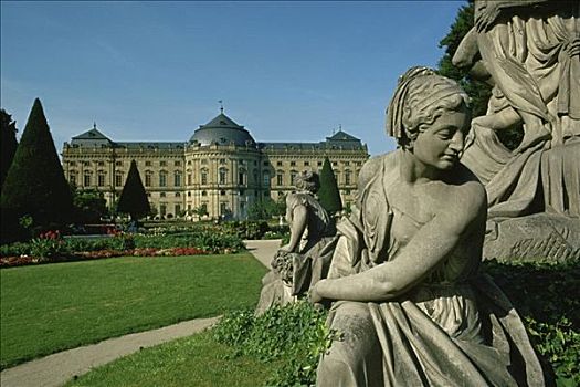雕塑,正面,建筑,五兹堡,德国