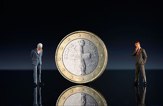 欧元硬币,塞浦路斯,微型,小雕像,政治家,银行人士,经理,商务人士