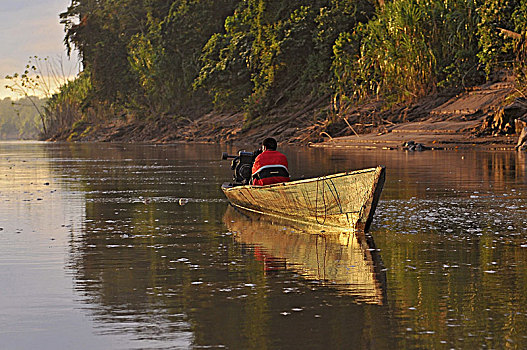 秘鲁,亚马逊雨林,河,船