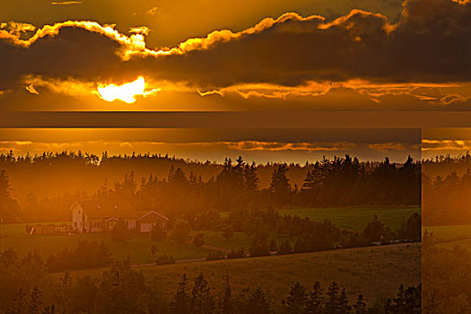 日落,上方,土地,岬角,爱德华王子岛,加拿大