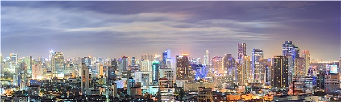 曼谷,市区,天际线,全景