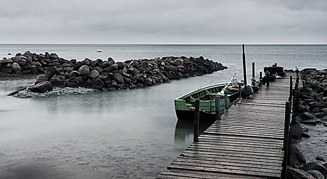渔船,木桥