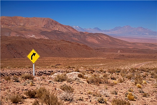交通标志,沙漠,阿塔卡马沙漠,智利