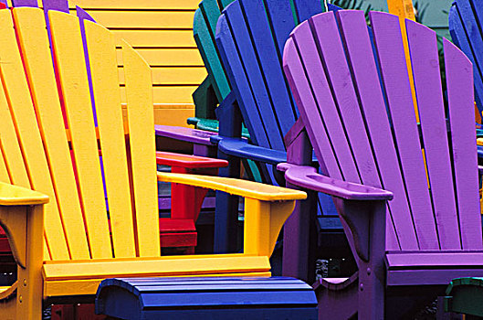 加拿大,新斯科舍省,彩色,宽木躺椅