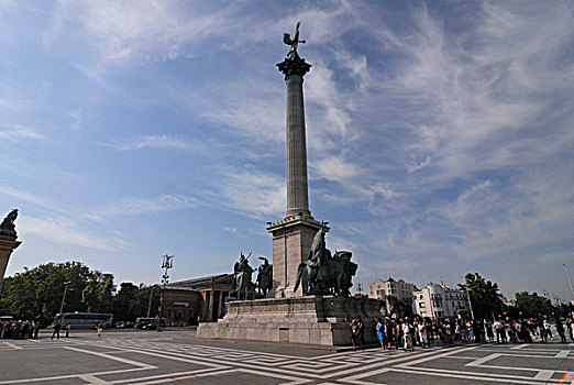 战争纪念碑,城市,千禧年,纪念建筑,广场,多瑙河,布达佩斯,匈牙利