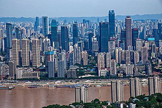 2065年重庆市南岸区南山老君洞道观俯瞰重庆渝中与南岸两区