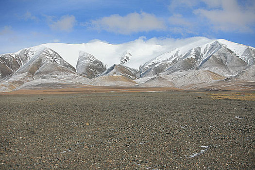 青海,可可西里,库塞湖边的雪山,冰川