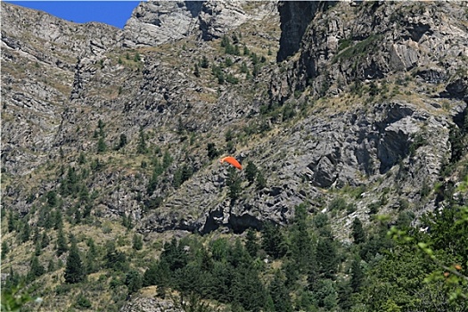 滑翔伞,橙色,飞行