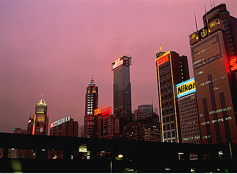 城市,黄昏,香港