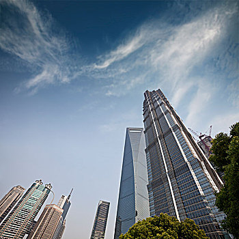 三个,摩天大楼,商务中心,上海