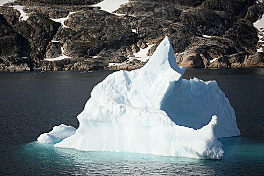 格陵兰,东南部,海岸,峡湾,冰山,陆地,背景