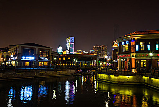 苏州金鸡湖月光码头夜色风景