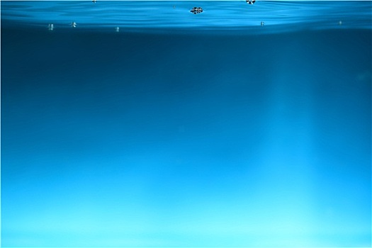 水,气泡,上方,蓝色背景
