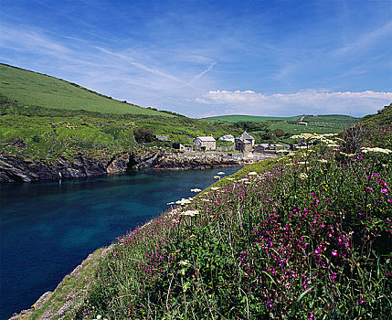 英格兰,康沃尔,小村庄,海岸,靠近