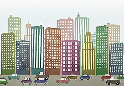 汽车,移动,途中,建筑,城市