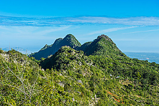 俯瞰,上方,漂亮,山,世界遗产,景象,要塞,帽,海地,加勒比