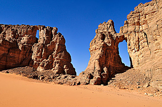 拱形,自然,窗户,石头,排列,塔西里,国家,公园,世界遗产,阿尔及利亚,撒哈拉沙漠,北非