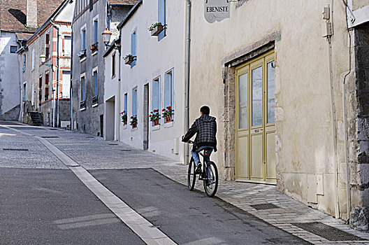 法国,中心,骑自行车,街道