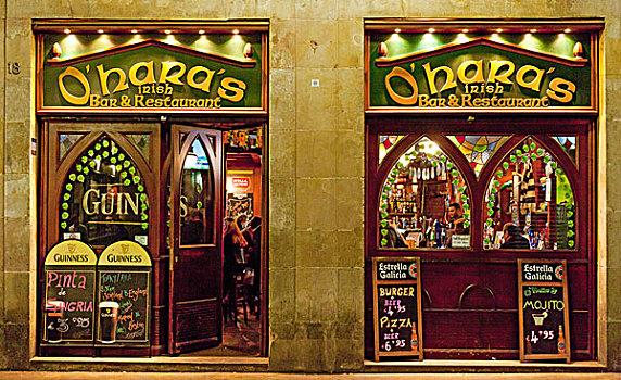 酒吧,玻璃窗,巴塞罗那,加泰罗尼亚,西班牙,欧洲