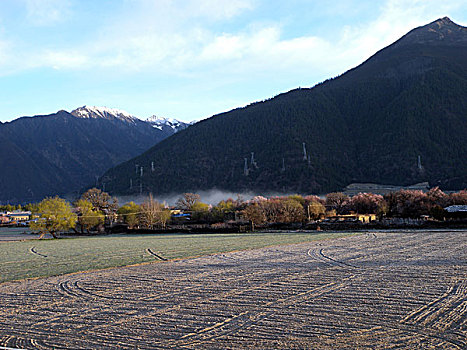 西藏,山谷,蓝天,白云,高原,晴天,风光,雪山,湖泊