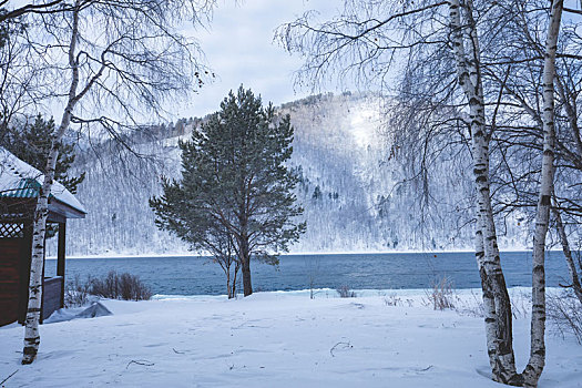 贝加尔湖的冬季风光