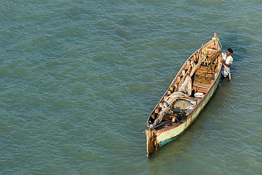 渔民,渔船,岛屿,泰米尔纳德邦,印度,亚洲