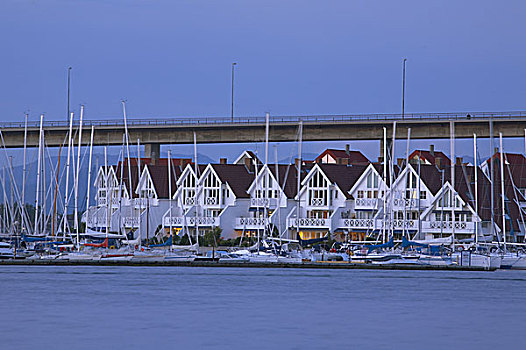挪威,斯塔万格,城市风光,港口,船库,黎明,斯堪的纳维亚,城市,码头,船,游艇,帆船,房子,建筑,一致,象征,目的地,旅游