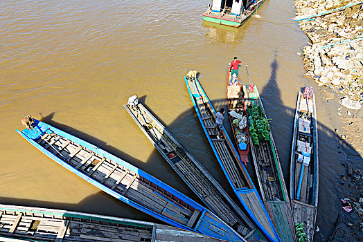 河,货船,克伦邦,缅甸