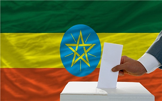 男人,投票,选举,埃塞俄比亚,正面,旗帜