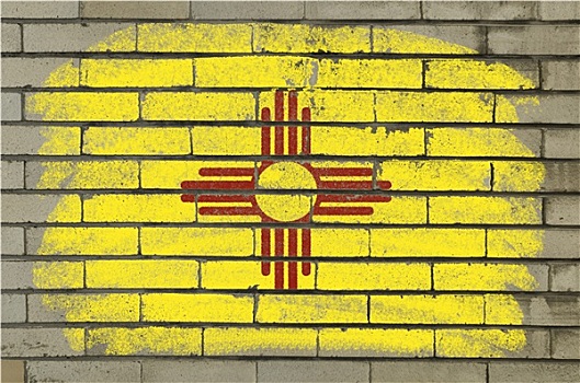 低劣,旗帜,美国,新墨西哥,砖墙,涂绘