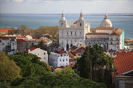 葡萄牙,里斯本,全景,城堡