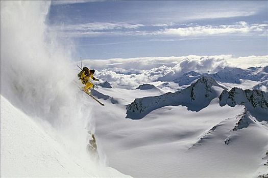 男人,高山滑雪,楚加,瓦尔德斯半岛,极限,冬天