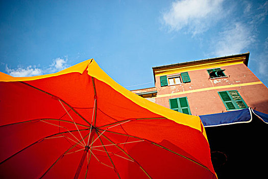 黄色,内庭,伞,仰视,建筑,维纳扎,利古里亚,意大利