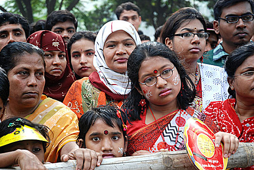 孟加拉人,人,庆贺,新年,白天,传统,高兴,上方,国家,达卡,孟加拉,四月,2007年