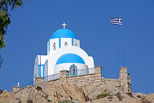 教堂,锡拉岛,基克拉迪群岛,爱琴海,希腊,欧洲