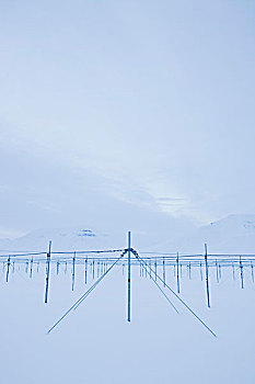 线,柱子,积雪,土地