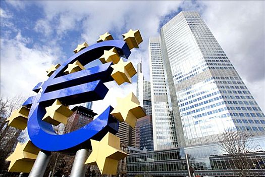 欧洲,中央银行,欧元符号,法兰克福,黑森州,德国