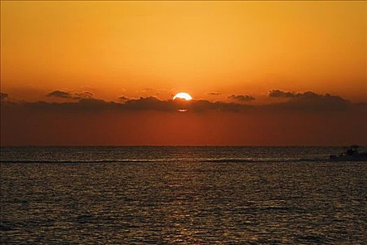 日落,上方,海洋,迈阿密,佛罗里达,美国