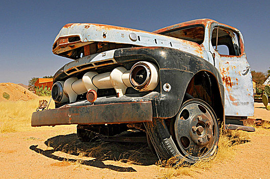 老,生銹,汽車,殘骸,加油站,納米布沙漠,納米比亞